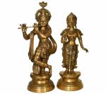 Idol Collections Gold Brass Large Radha Krishna Statue, Large