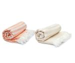 Mush Peach and Beige Striped Bath Towels (Pack of 2)