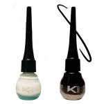 KINDED Midnight Black and White Pearl Waterproof Smudgeproof Longlasting Liquid Eye Liner, 5 ml - Pack of 2