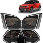 Kingsway Car Magnetic Sun Shades Curtains for Maruti Suzuki Vitara Brezza, Model Year : 2020 - 2022, Full Window Cover with Rear Windshield, Color : Black, Cotton Mesh, Complete Set of 5 Piece