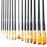 Mont Marte 15pce Art Paint brushes set for Watercolor, Acrylic, Oil, Great for Artists & Kids