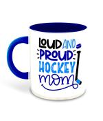 Whats Your Kick Laud And Proud Hockey Mom Quotes Printed Dark Blue Ceramic Coffee Mug 325 ML