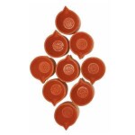 pujaNpujari Clay Diya for Diwali and Pooja Set of 10 Earthenware (Pack of 9) Table Diya Set (Height: 1.5 inch)