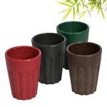 Eha Set of 4 Earth-Friendly Cutting Chai Cups | 100 ml | Coffee Cup Made with Rice Husk & Bamboo Fibers | Microwave Safe Tea Set |Hot & Cold Coffee Mug, Milk & Tea Cup Set |Multicolour-Dark