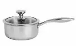Nirlon Platinum Triply Stainless Steel Saucepan Milk Pan/Coffee Pan/Tea Pan/Tea Pot/Milk Pot with Glass Lid 16cm (Compatible with Induction, Gas & stovetops Only)