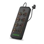 Embox Extension Board with USB-Extension Box with 8 Sockets and 6 USB Ports-10A Multi Plug Socket with Safety Shutter & Master Switch-2.1A USB Output-2500W