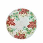 FLIHAUT Handcrafted Beaded Placemat for Dining Table (14 Inches) (White with Red and Green)