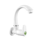 JINDAL PTMT Sink Cock Faucet with Wall Flange/Turn Fittings Wall Mounted Sink Cock Faucet/Plastic Sink Cock Tap for Kitchen/Glossy Finished Wall Mounted Sink cock/Tonti/0049(Pack of 1)White