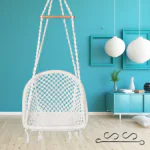 Patiofy Cotton White D Shape Swing Chair with Hanging Kit, Jhula for Adults