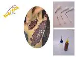 Birds' Park Mehendi (Heena) Needle Reusable-6 pcs with 2 Plastic 20ml Bottle Size:17Gx1