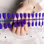 Secret Lives Acrylic Press on Nails Designer Artificial Nails Extension Matte Royal Blue Color Design 24 pcs Set with Glue Sheet