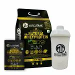 MUSCLE TRAIL Gold Standard Natural Whey Protein | 24g Protein | 70 pouches | Isolate primary source for muscle recovery | Low carb & Fat | Shaker inside | 2.17 kg (Kulfi Pista)