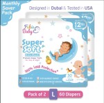 Fabie Baby Premium Medium Diaper Pants with Leak Proof 12 Hours Absorption Tested In USA L(60 Count)
