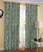 Ultica Fab 7Ft Curtains for Door Set of 2 | Printed Panels and Drapes for Decoration | Curtains for Living Room Kitchen Hall, 4 x 7 Feet, Green