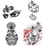 Temporary Tattoowala Shiv God Eye Trishul Pack 4 Temporary Tattoo For Festivals Waterproof (2x4 inch)