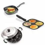 AVRT Non Stick Aluminium Mini Uttapam Appam Maker Grill Pan/Idli Maker/Pancake Maker-COMBO