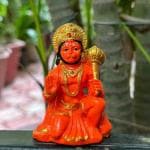 A1 EssAncial Hanuman Ji Ki Murti in Blessing Posture with Gada Sitting Lord Balaji Bajrangbali Sankat Mochan Bhagwan Idol for Temple car Dashboard Home Decor Statue Gift