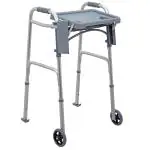 KosmoCare Premium Imported Light weight Aluminum Height Adjustable Folding Walker (Silver - With Tray)