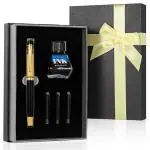 Hasthip Black Metal, Copper Fountain Pen With 3 Ink Refill And 1 Bottled Gift Packing Executive Signature Refillable Pens Set