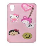 COVERBLACK Rubber Kitty with Cat eye Latkan Case Back Cove for Vivo Y91I / Vivo 1820 - Baby Pink