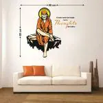 LANSTICK Multicolor Lord Sai Baba Wallsticker 80 X 80 Cm Self Adhesive Wall Sticker