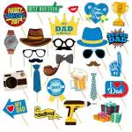 Festiko Happy Father's Day Photobooth Props (Set of 28 Pcs), Father's Day Props, Fathers day Decoration Items