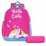 The Clownfish Mini Explorer Barbie Pink Polyester Printed School Bag with Pencil Stationery Pouch - 12 L