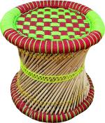 Yashika Cretions : Cane Bar Stool Mudda/modha/modha for Indoor/Outdoor multicolor Stool (Multicolor, Pre-assembled)