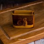 SOWPEACE Handcrafted Wooden Pen Stand Square For my pretty pens showpiece, premium artisan made tabletop home decor for living room.