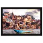 ArtX Multicolor Varanasi Ghat Wall Art Painting 19 X 13