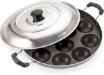IM ENTERPRISE silver Aluminium Standard Appam Patra with Lid 0.5L (Pack of 2)