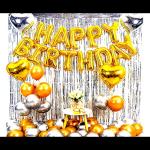 SV Traders Happy Birthday Decoration Golden/Silver Theme Combo Kit Of 50 Pcs
