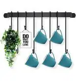 MADHAV Wall Mounted Coffee Mug Holder, Coffee Cup Rack with 8 Detachable Hanging Hooks for Kitchen Organizer and Storage