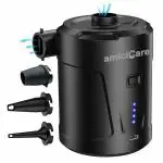 amiciAuto Mini Air Pump, Type-C Rechargeable Inflator/Deflator with 3 Nozzles Attachments, Wireless Air Compressor for Air Beds, Inflated Pools, etc