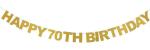 Festiko Happy 70th Birthday Banner Gold Glitter Letters Hang Bunting, 70th Birthday Party Decorations Supplies