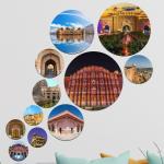 SAF set of 11 pink city jaipur Mdf Wooden Wall Hanging , wall painting Pack of 11 (Multicolor)