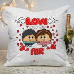 Indigifts Valentine Gifts Couple Cushions Love is in The Air Quote Printed White Cushion Cover 16X16 Inches for Girlfriend, Love Pillows, Loving Couple Gift, Gifts for Wife, Birthday Gifts for Boy