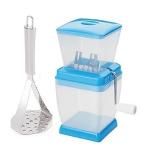 BLUE WONDER Stainless Steel Big Potato Masher With Sharp Blades Plastic Body Onion Cutter and Multicolour, Pack of 2