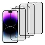 Kite Digital [Pack of 4] iPhone 14 Pro Max Matte Finish [Black] Tempered Glass Screen Protector with Edge to Edge Coverage - Easy Installation Kit