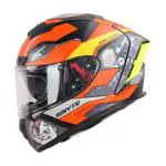Ignyte IGN-4 Machine ISI/DOT Certified Double Visor Full Face Graphic Helmet with Outer Anti-Fog Clear Visor and Inner Smoke Sun Shield (X-Large 620 MM, Glossy Orange Grey)