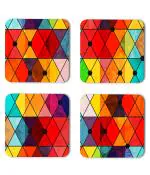 Whats Your Kick Vector Design Rainbow Triangles Design Printed Set of 4 Coaster With metal Stand