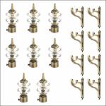 GLOXY ENTERPRISE Aluminium Double Diamond Curtain Brackets Parda Holders with Support Fittings 1 Inch Rod Pocket Finials Designer Door and Window ( Antique 4 Pair)