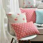 Elementary Supima Cotton Light Blue & Pink Polka Dot Cushion Covers - Set of 6 (16x16 inch)