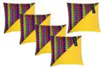 Everia Yello, Multicolor Jacquard Silk Weaved Cushion Cover With Diagonal Quilting, 16 X 16 Inch