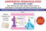 Askprints Personalized Birthday Metallic card Invitations with Envelopes - Kids Birthday Party Invitation card with Girl name (25 Count) BPC-018