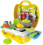 Rubela Kitchen Set Cooking Toy with Briefcase and Accessories, 26 PCS. Kitchen Playing Set