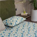 Urban Space Serene 100% Cotton 200 TC Printed Elastic Fitted Bedsheets King Size with 2 Pillow Covers (Size 72 x 78 inches, Guldaudi Floral - Blue)