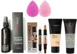 DAIMANPU Makeup 2in1 contour, makeup fixer, foundation, primer and washable puffs (6 Items in the set)
