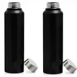 DARAZ Stainless Steel 1000 ML Water Bottle for Fridge/School/Outdoor/Gym/Home/Office/Boys/Girls/Kids, Leak Proof and BPA Free(Black Colour, Set of 2, 1 Litre)