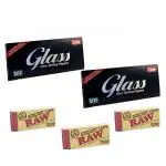 OUTONTRIP - 2 Luxe Glass + 3 RAW Wide Filter Tips/ROACHES Set of 5(Glass ocb/Transparent Rolling Paper/Clear Rolling Paper/ocb Glass Paper)
